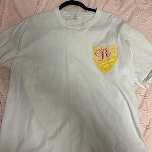 Rhude Off-White Tee with Yellow and Pink Detail